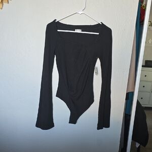Free People Black Asymmetrical Bodysuit